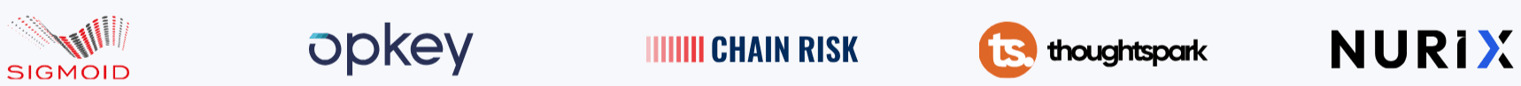 Sigmoid, Opkey, Chain Risk, ThoughtSpark, and Nurix logos