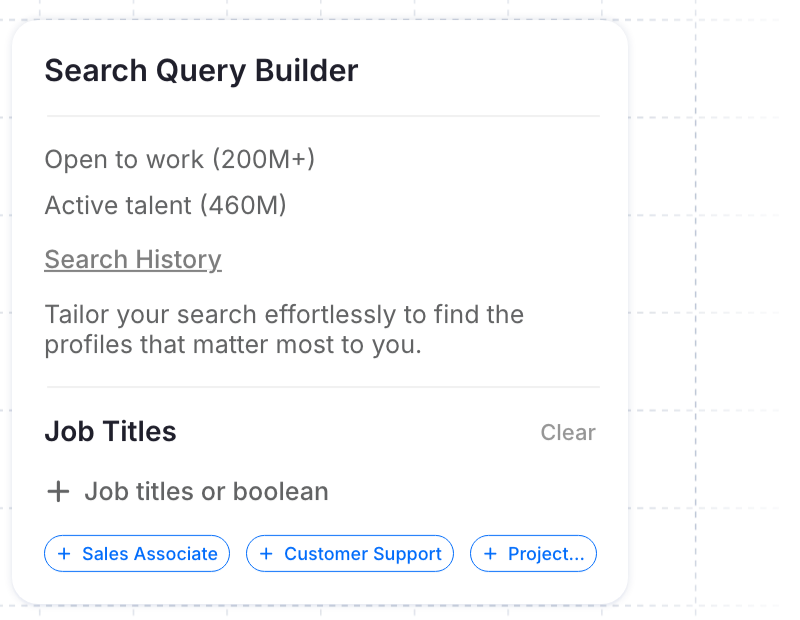 Mopid search query builder for open-to-work and active talent profiles