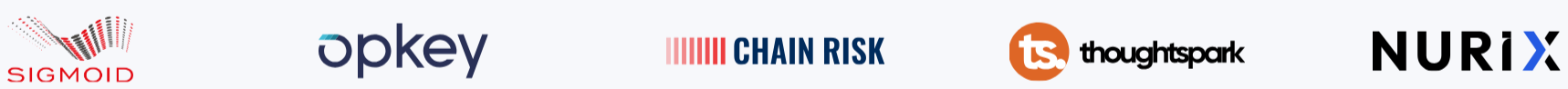 Sigmoid, Opkey, Chain Risk, ThoughtSpark, and Nurix logos